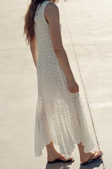 LONG LACE DRESS - Oyster-white by Zara