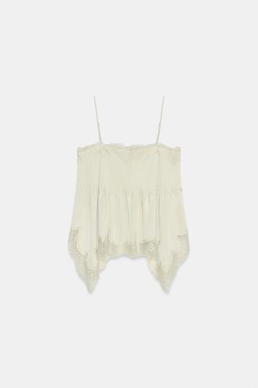 ZW COLLECTION LACE-TRIMMED CAMISOLE TOP - Mid-ecru by Zara - Image 6