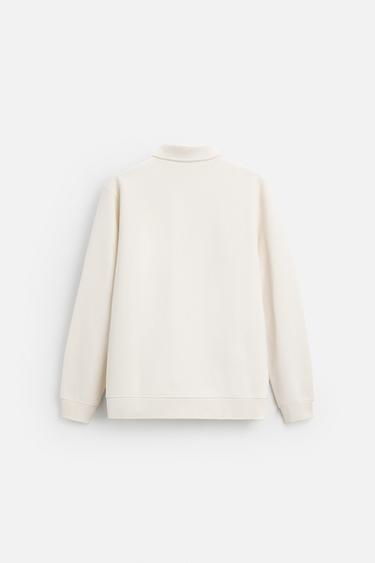 INTERLOCK QUARTER-ZIP POLO SWEATSHIRT - Ecru by Zara - Image 6