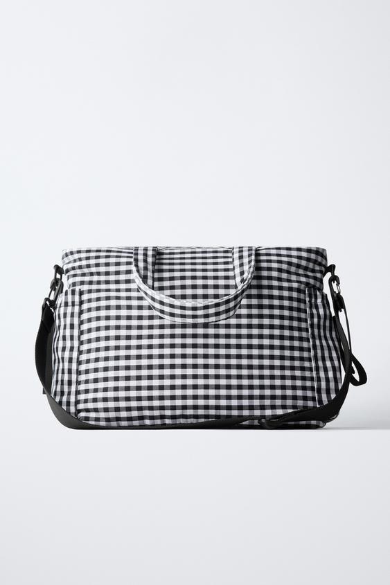 SAC MATERNITÉ À CARREAUX - Noir de Zara - Image 4