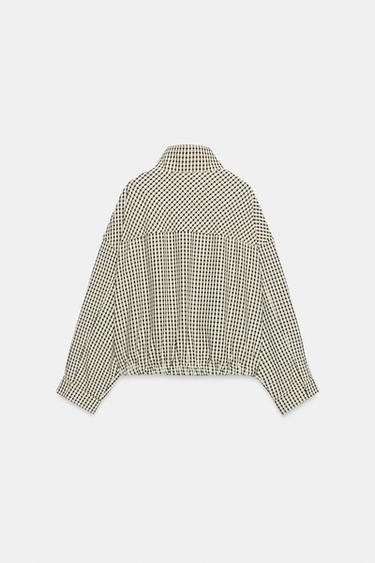 VESTE BOMBER À CARREAUX - Noir / Écru de Zara - Image 7