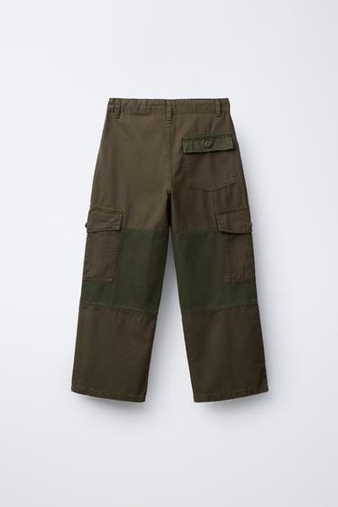 PANTALON DROIT PIÈCES - Kaki foncé de Zara - Image 1