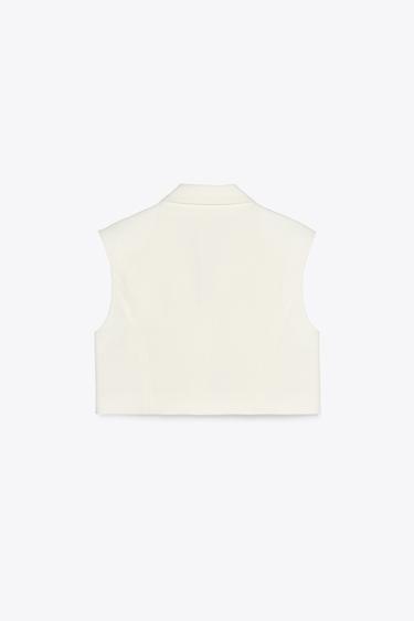 GILET COURT PATTES DE BOUTONNAGE - Écru de Zara - Image 4