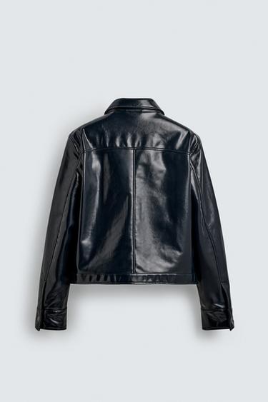 SURCHEMISE EFFET VINYLE - Bleu marine foncé de Zara - Image 7