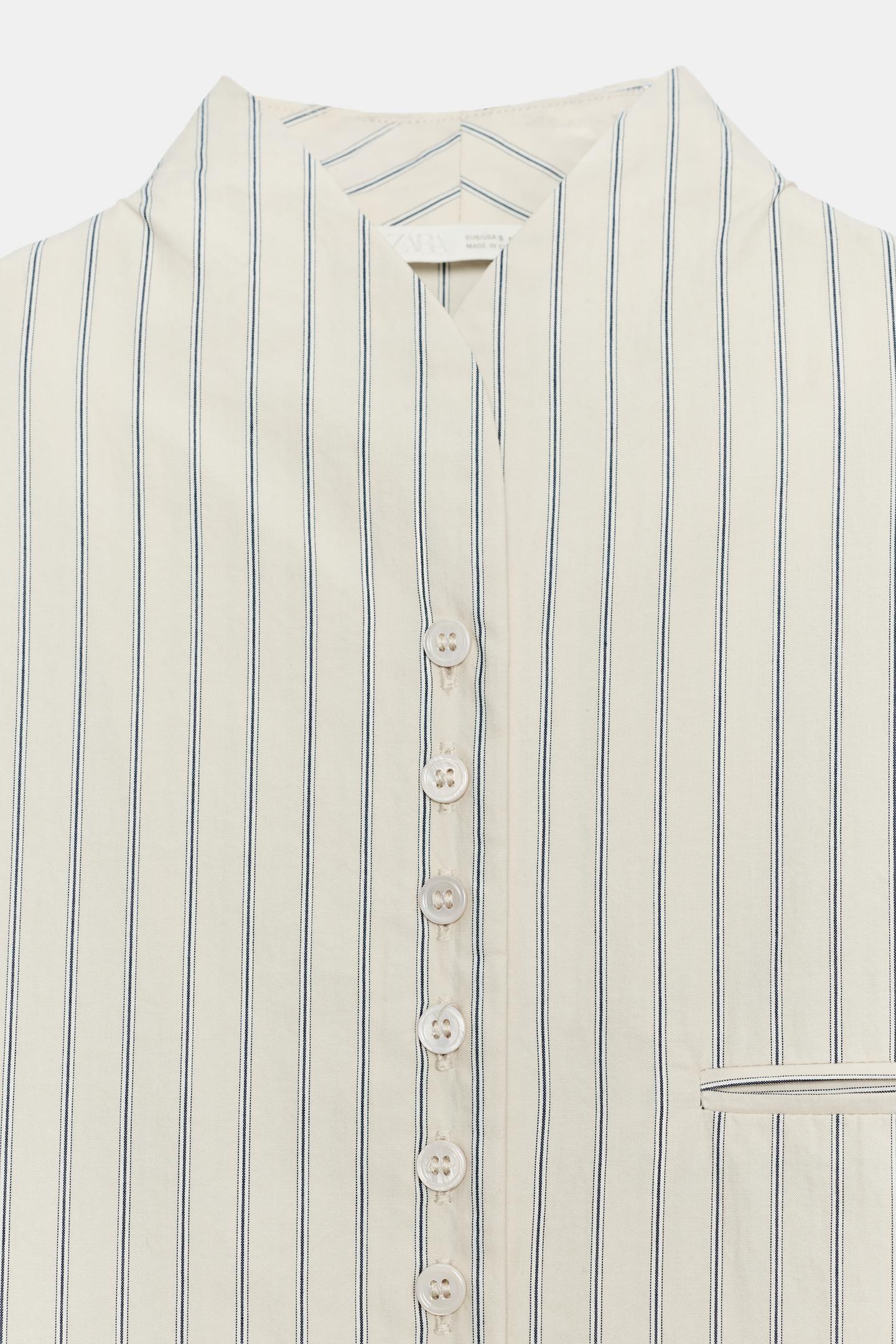 Женская рубашка Zara ZW Collection Striped, цвет: Экрю / Синий — фото 8