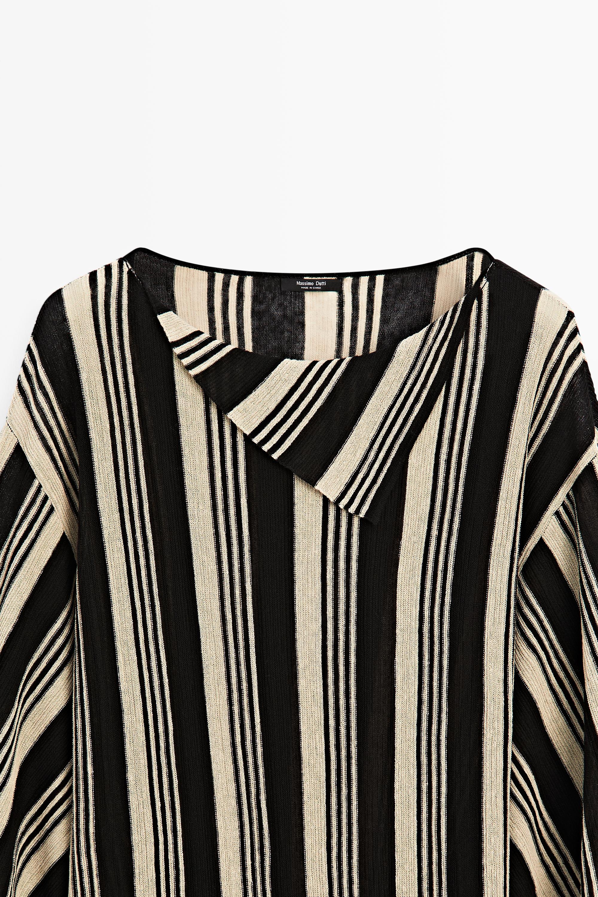 Striped knit kaftan sweater