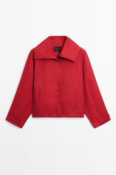 Chaqueta ligera detalle botones algodón - Rojo fuerte de Zara