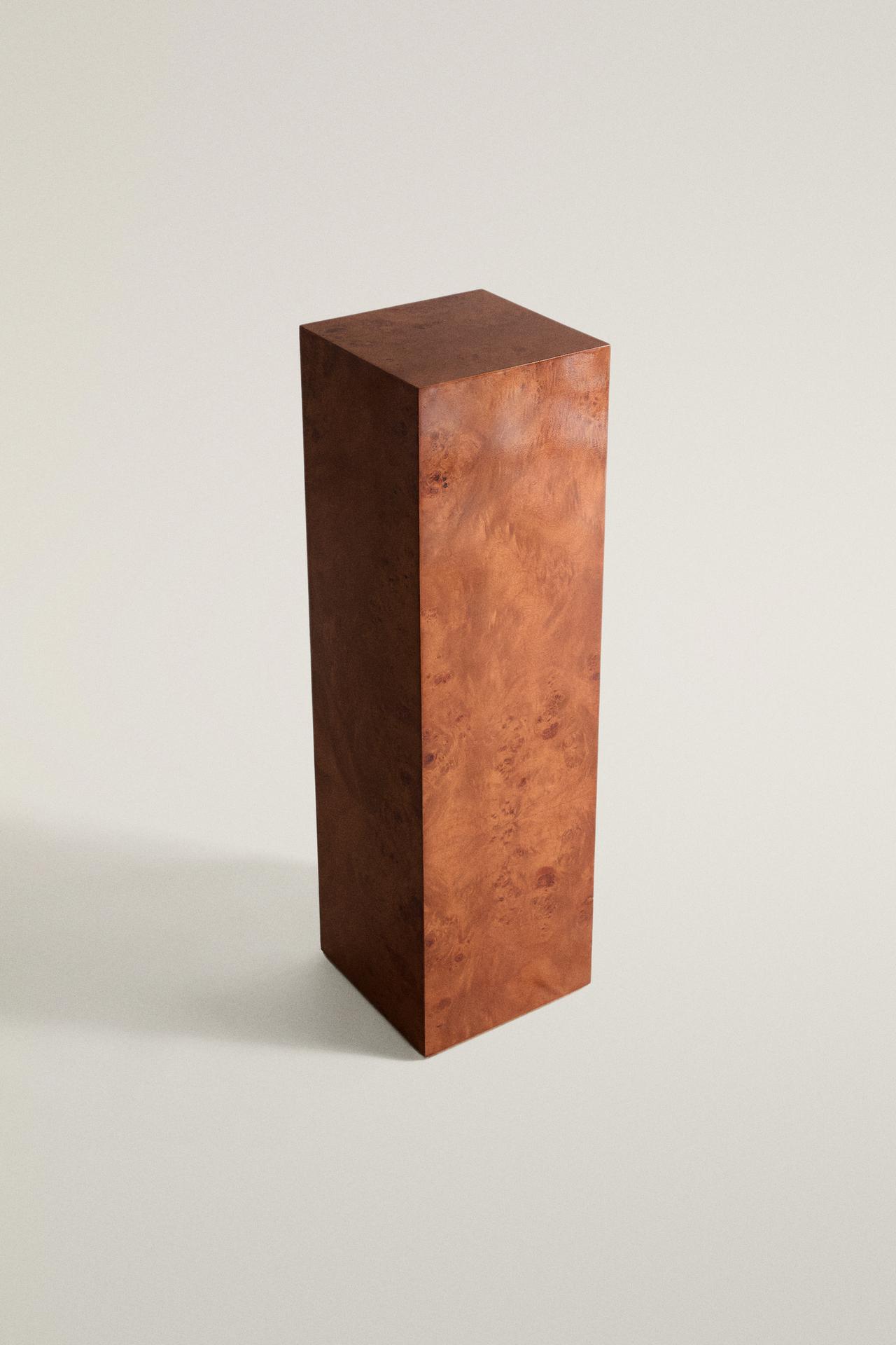 BURL WOOD PEDESTAL — Khaki