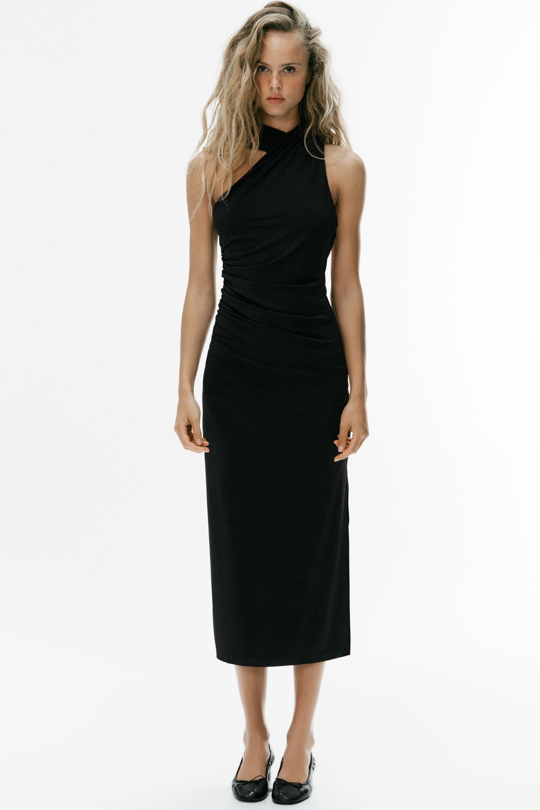 RUCHED HALTER DRESS