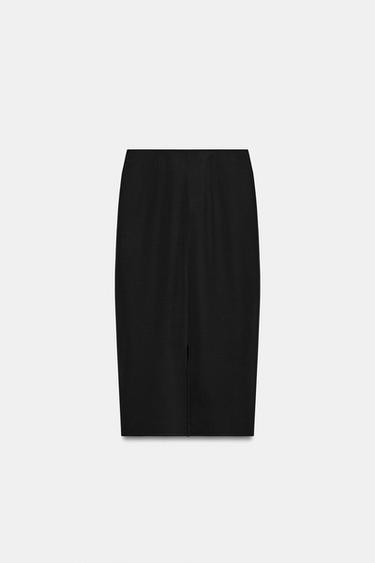JUPE MI-LONGUE À PLIS - Noir de Zara - Image 6