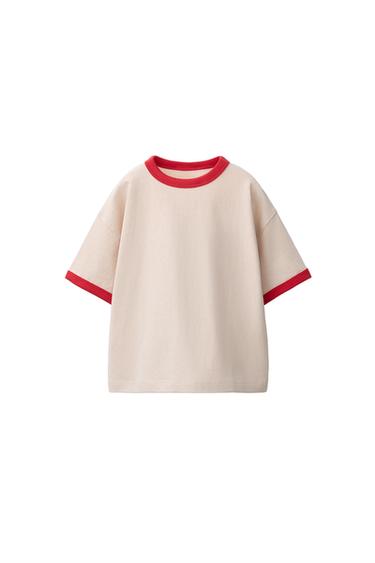 コントラストパイピングTシャツミディアムエクリュZaraのコントラストパイピングTシャツ - ミディアムエクリュ 