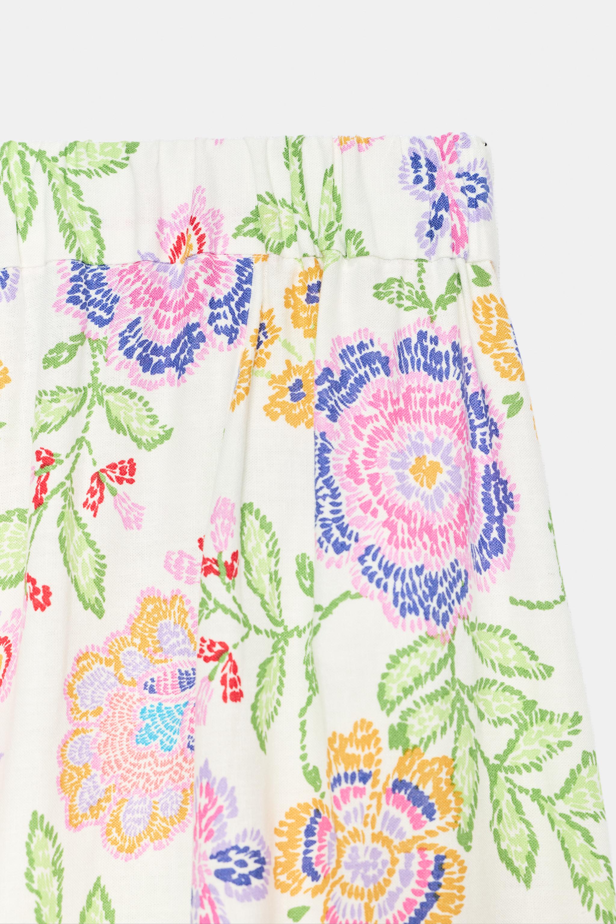FLORAL PRINT LINEN PANTS