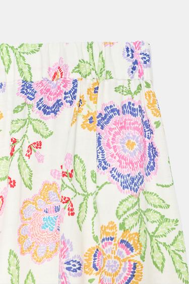 FLORAL PRINT LINEN BLEND TROUSERS - Multicoloured by Zara - Image 6