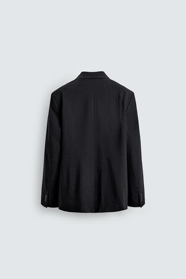 DOUBLE-BREASTED PINSTRIPE SUIT BLAZER - Dark navy by Zara - Image 7