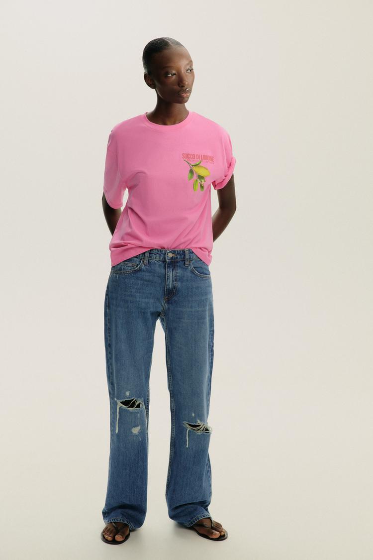 CAMISETA ESTAMPADO LIMONES Fucsia ZARA Estados Unidos de