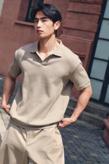 Zara 直紋 POLO 衫 - 焦糖色