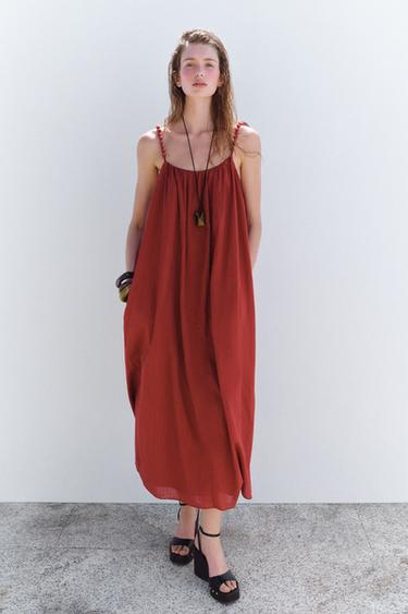 VESTIDO TIRANTES OVERSIZE - Burgundy de Zara