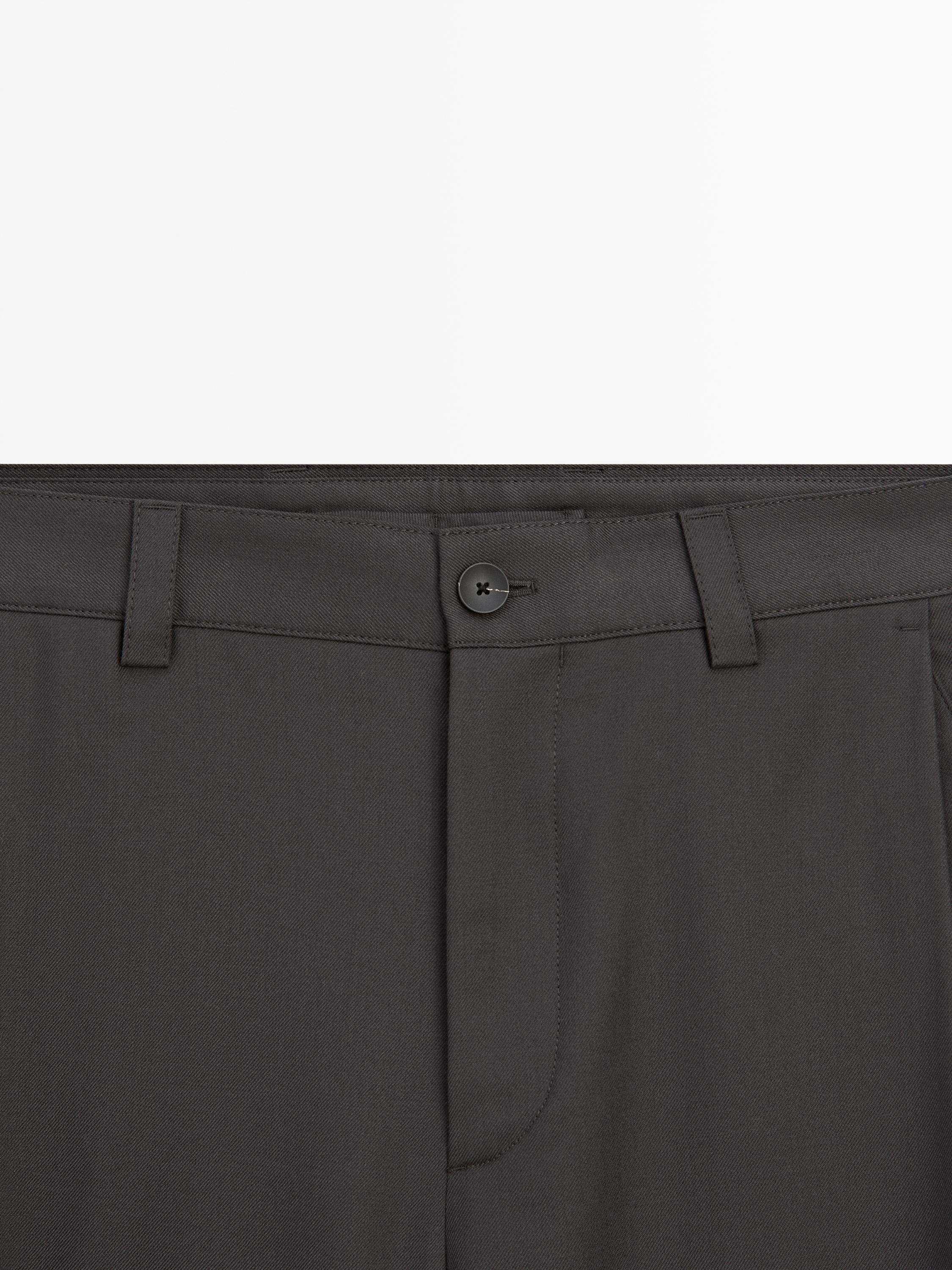 Relaxed fit wool blend trousers