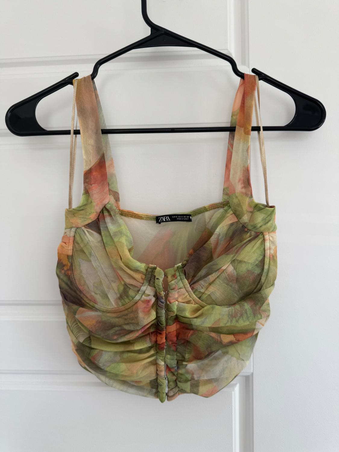 PRINTED TULLE CORSET TOP
