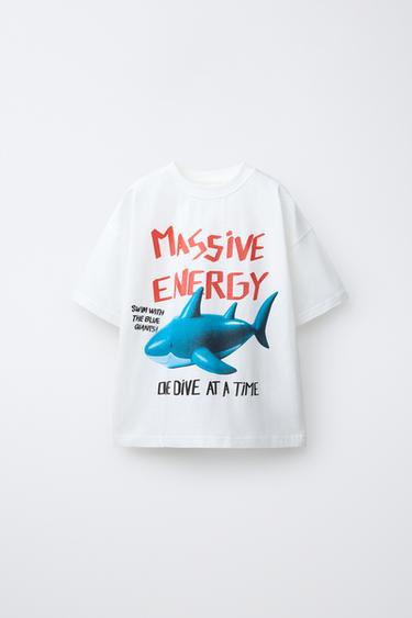 CAMISETA ESTAMPADO TIBURÓN - Blanco de Zara - Imagen 0