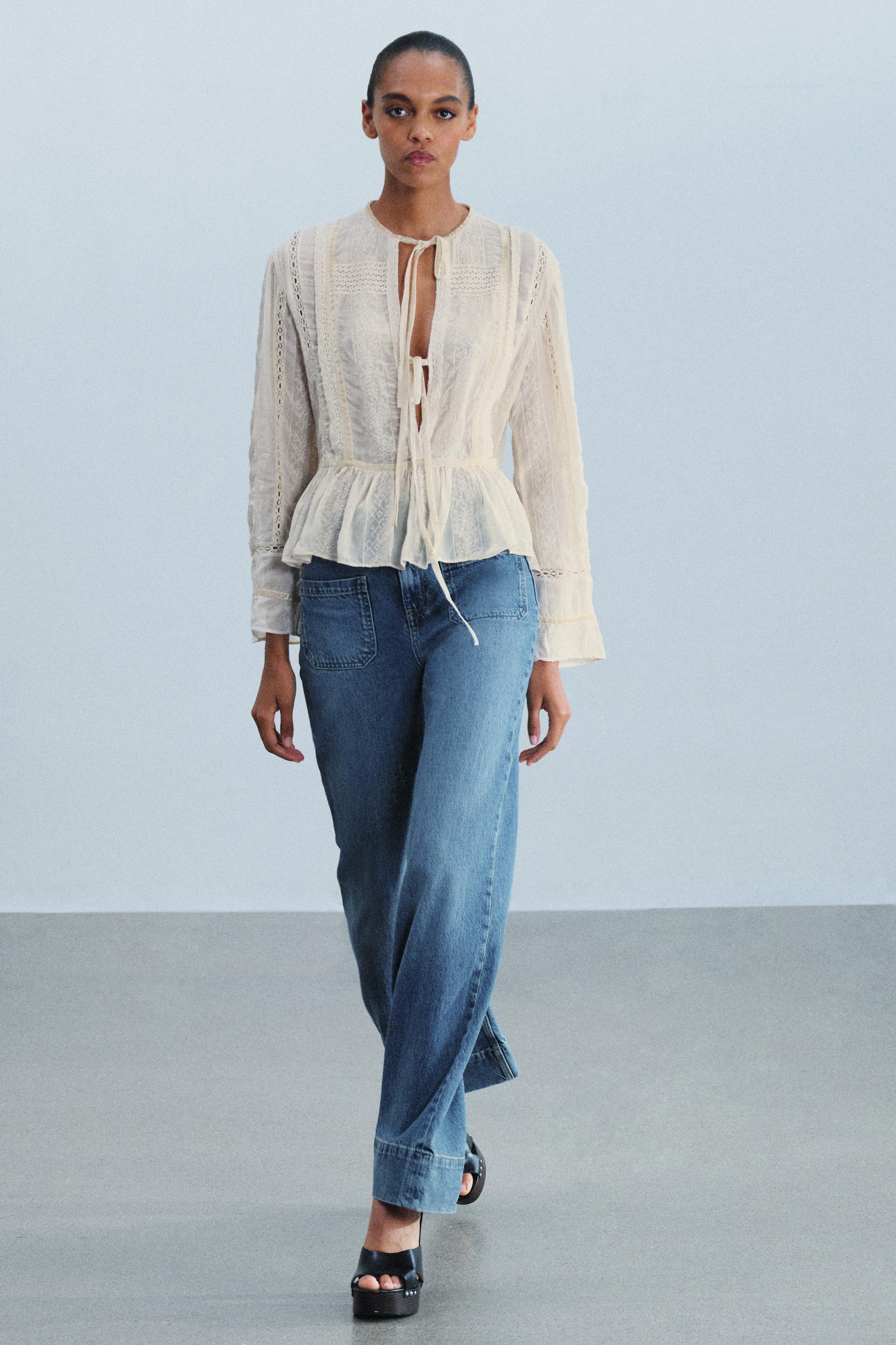 Zara ZW COLLECTION ROMANTİK BAĞCIKLI GÖMLEK