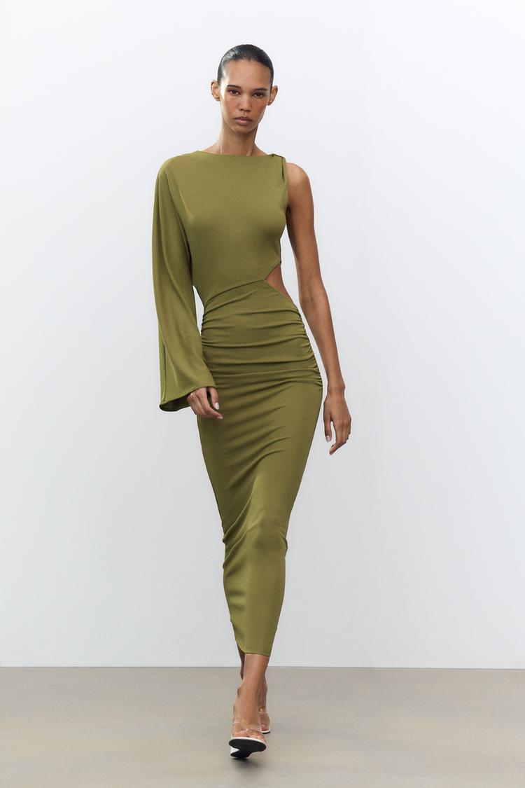Green Coast Vestido Rayas Formula Joven Vestido Verde Asimetrico