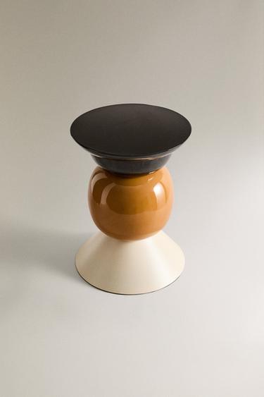 SHINY AND MATTE SIDE TABLE X COLLAGERIE - Mustard by Zara - Image 1