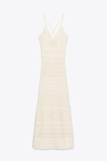 ROBE LONGUE EN MAILLE POINTELLE - Écru de Zara - Image 5