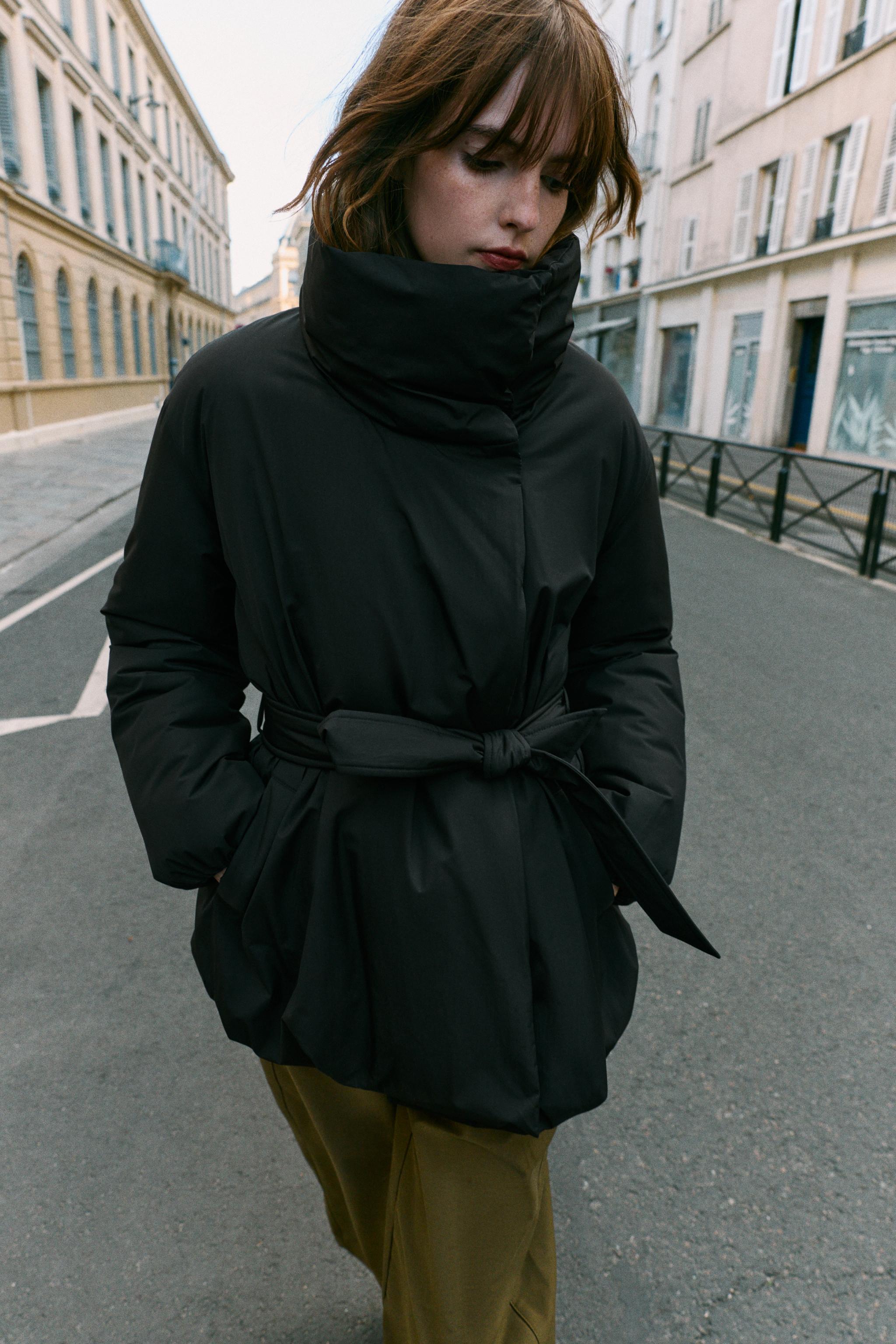 ベルト付きキルティングアノラック - ブラック | ZARA Japan / 日本