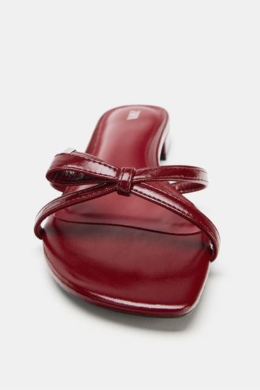 SANDALES PLATES AVEC NŒUD - Rouge de Zara - Image 3
