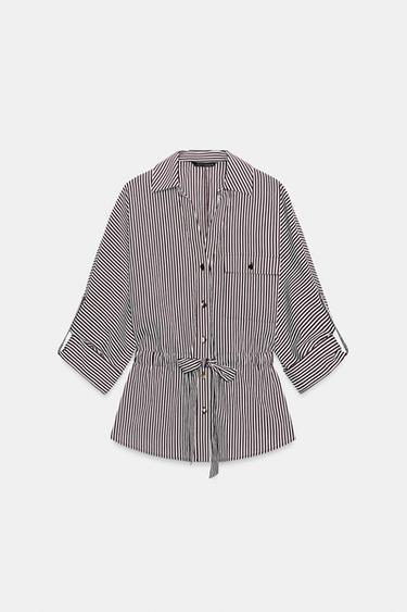 STRIPED SAFARI SHIRT - brown/white by Zara - Image 5
