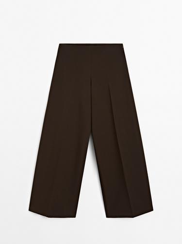 Zara High-waist wide-leg trousers - Chocolate