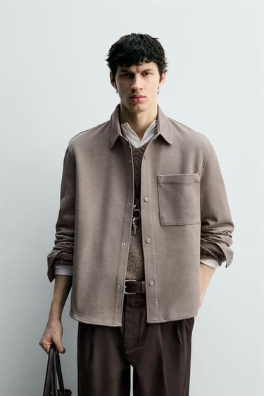 NON-IRON COMFORT OVERSHIRT - Tan marl by Zara