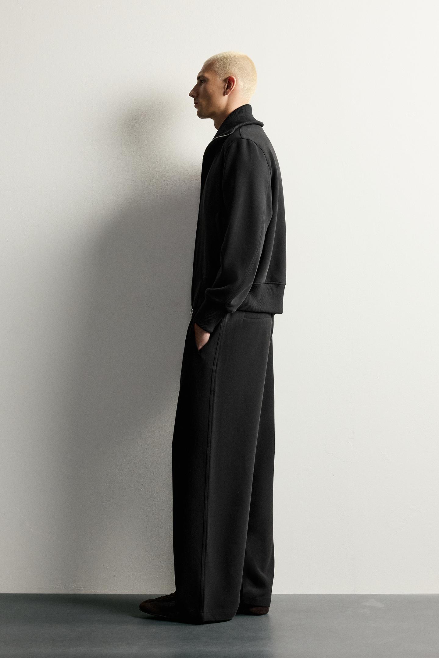 Брюки Zara Wide-Leg Flowy, цвет: Чёрный — фото 4