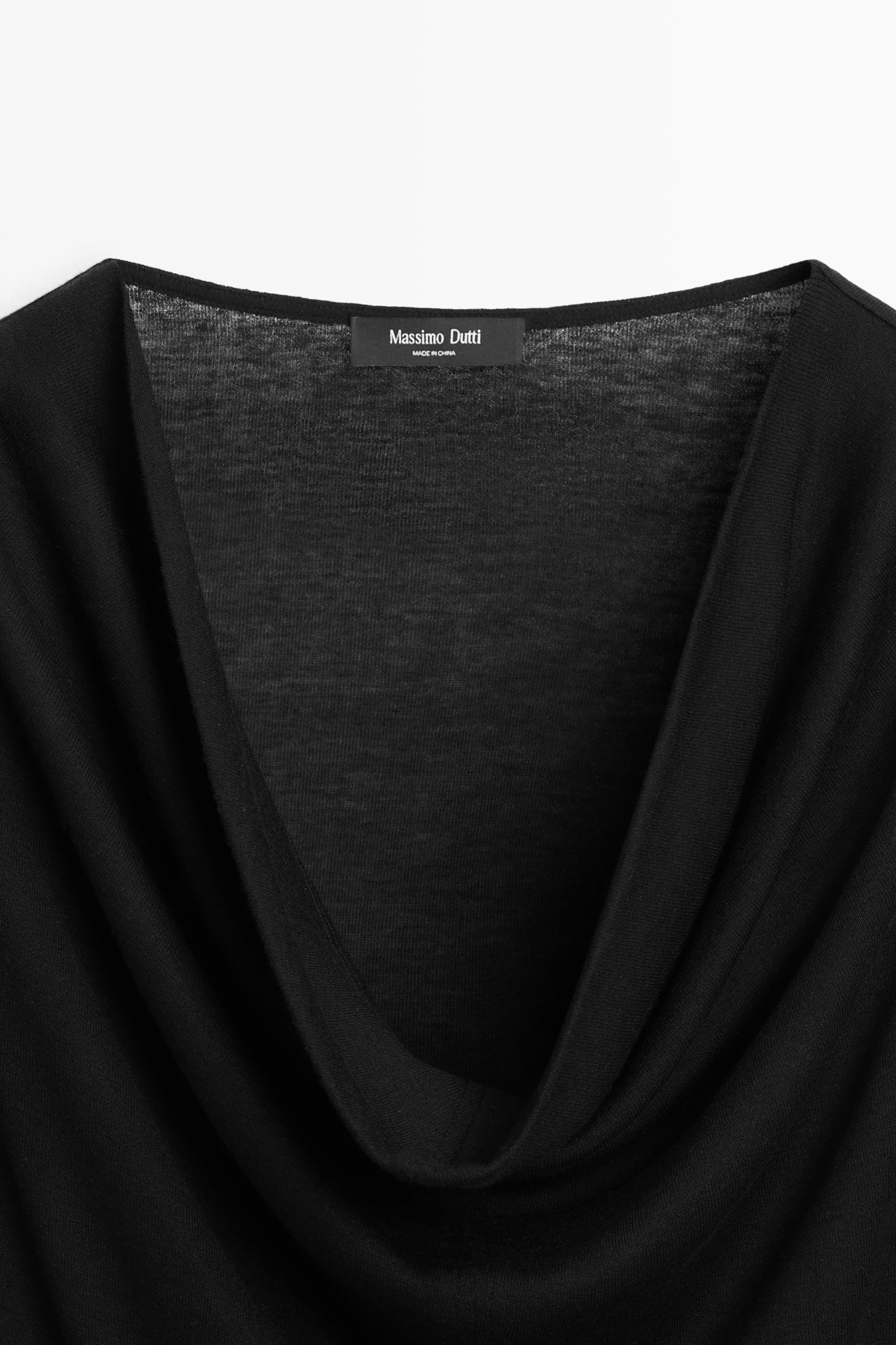 Long sleeve top with draped neckline