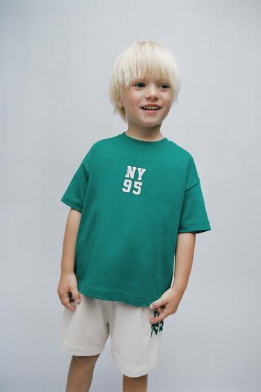 JOGGING SLOGAN T-SHIRT - Dark green by Zara
