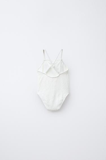 2-6 YEARS/ EMBROIDERED TEXTURED SWIMSUIT - Ecru by Zara - Image 1