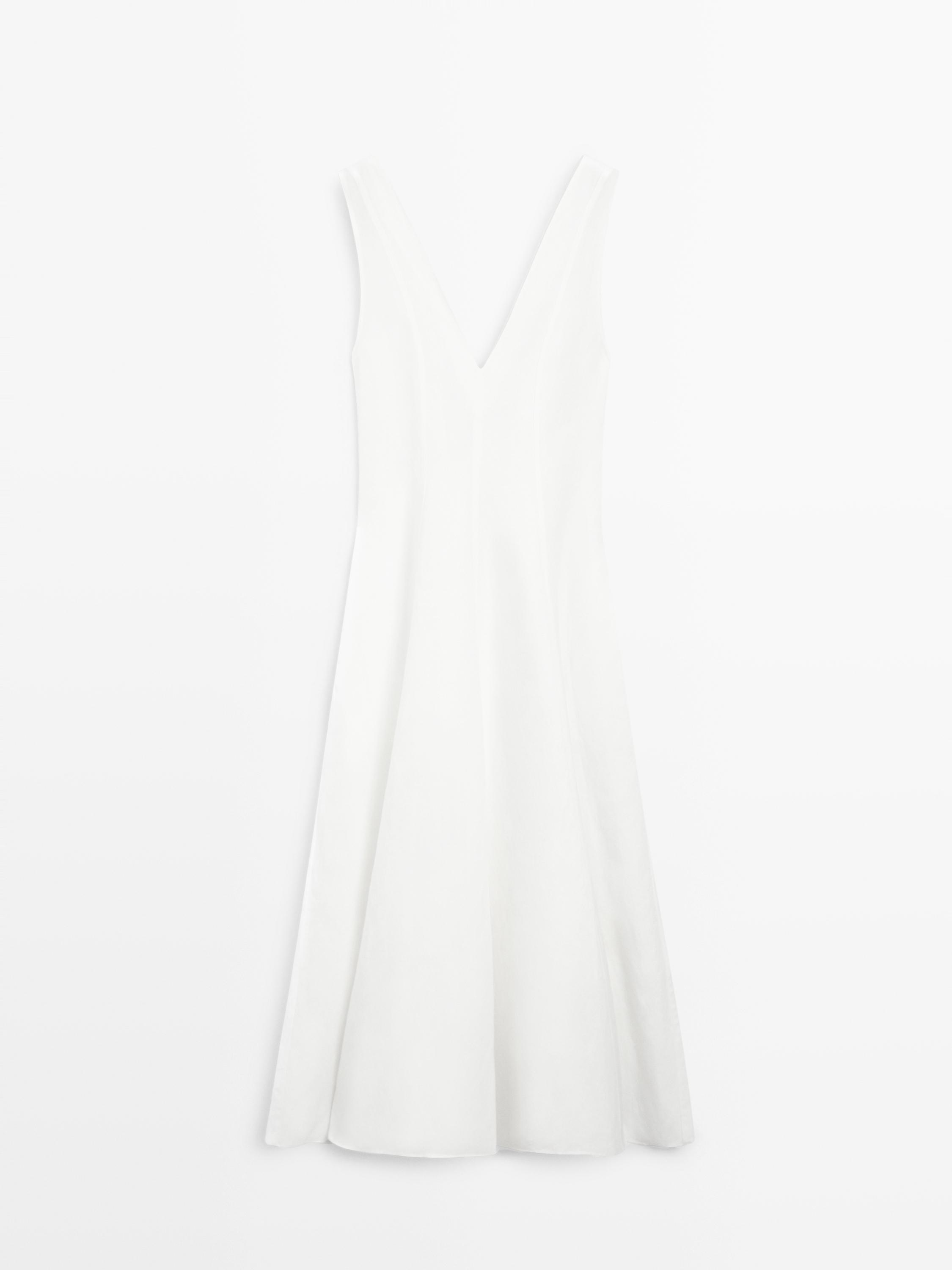 Flowing linen blend midi dress