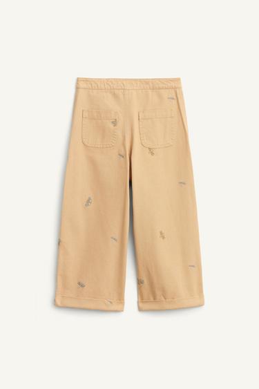 LIMITED EDITION STRAIGHT TROUSERS WITH EMBROIDERED INSECTS - Beige by Zara - Image 5