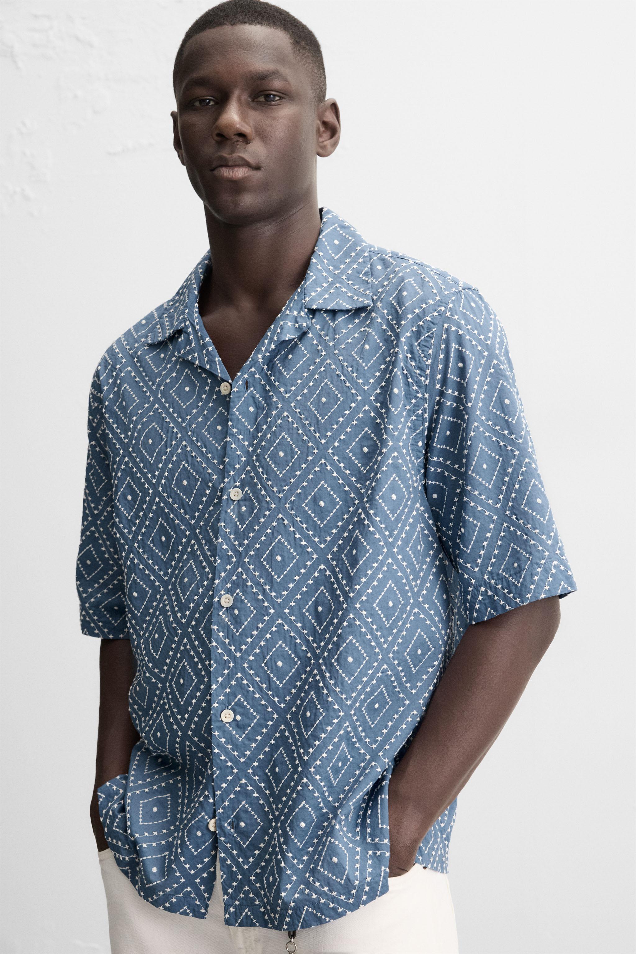 CHEMISE BRODERIES CONTRASTÉES