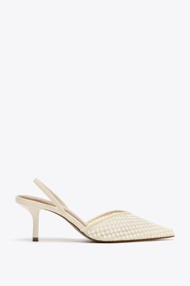Zara PEARL SLINGBACK SHOES - White