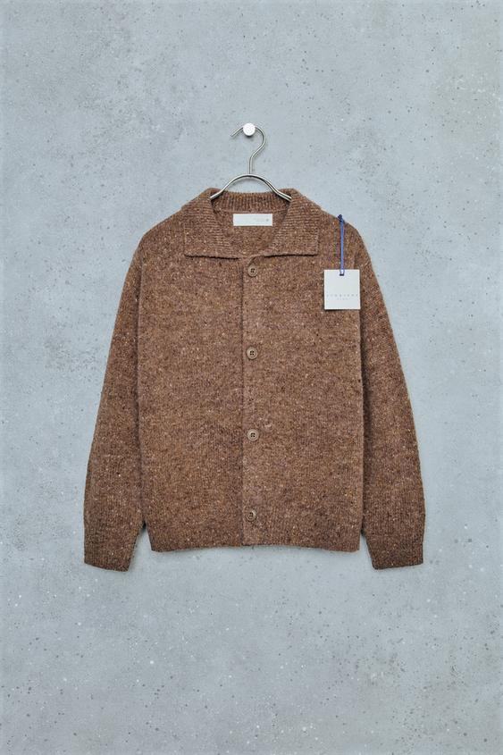 STORIESZ - FLECKED WOOL BLEND KNIT CARDIGAN - brown vigore by Zara - Image 0