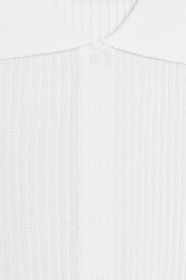 POLO EN MAILLE SEMI-TRANSPARENTE - Blanc de Zara - Image 6