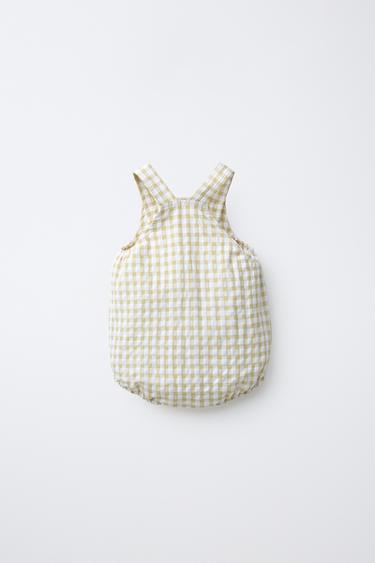 GINGHAM ROMPER - Light green by Zara - Image 1