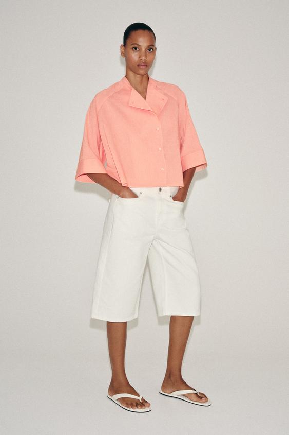 CAMISA ASIMÉTRICA RAYAS ZW COLLECTION - Mandarina de Zara - Imagen 0