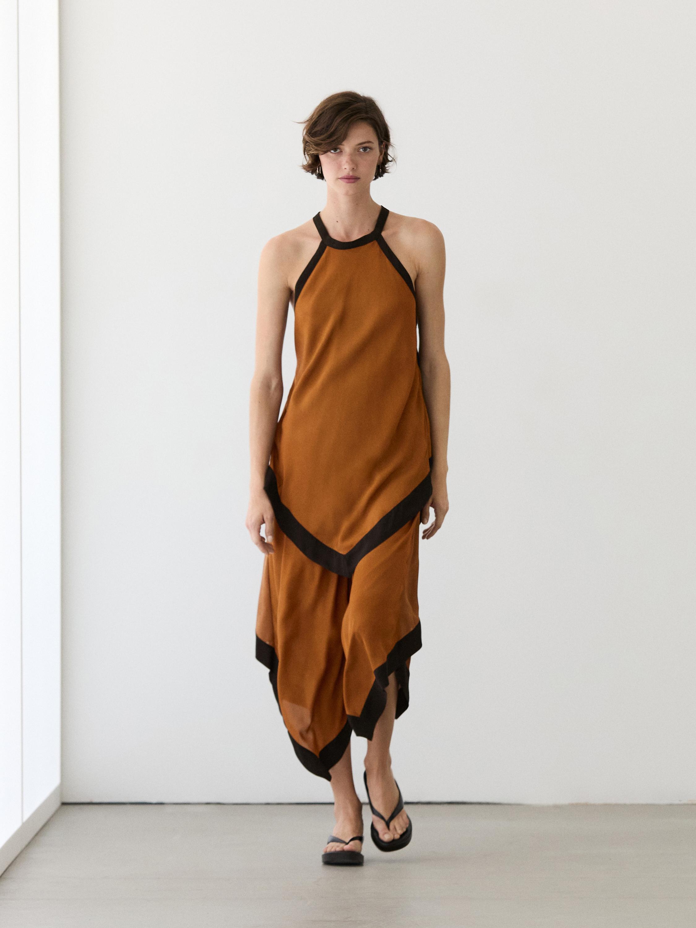 Midi dress with contrast layers