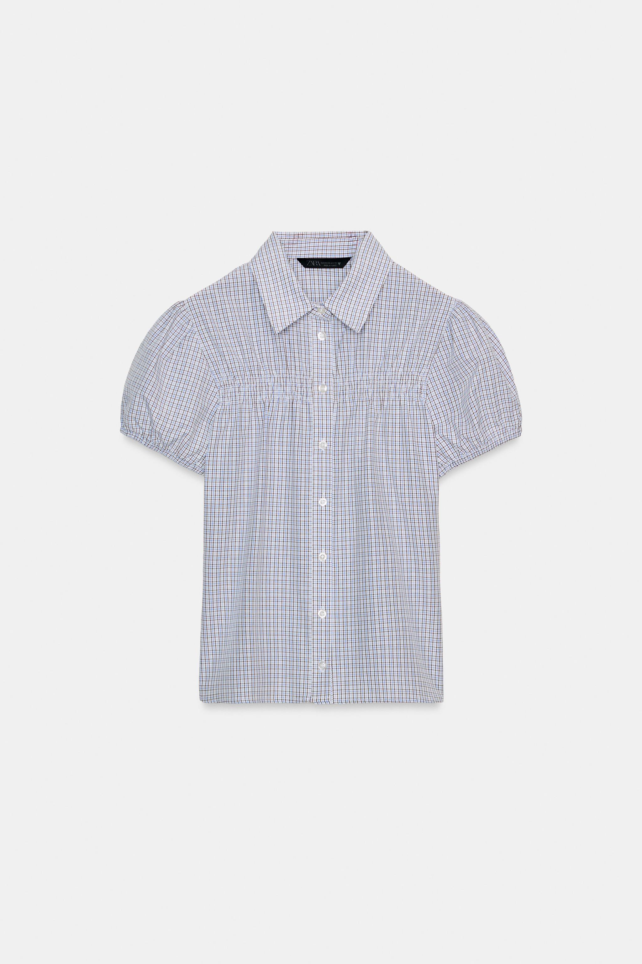 CHEMISE À CARREAUX EN POPELINE ÉLASTIQUE