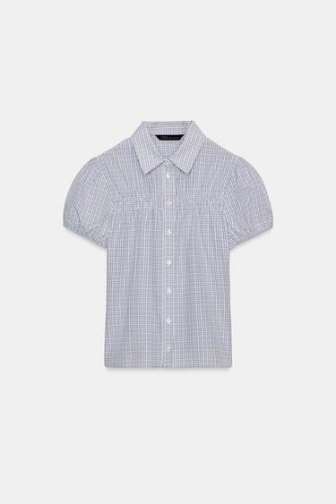 STRETCH POPLIN CHECK SHIRT - Brown-Blue by Zara - Image 3