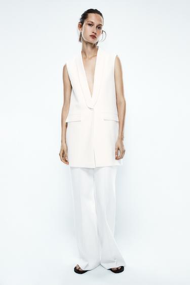 Zara TUXEDO COLLAR VEST ZW COLLECTION - Ecru