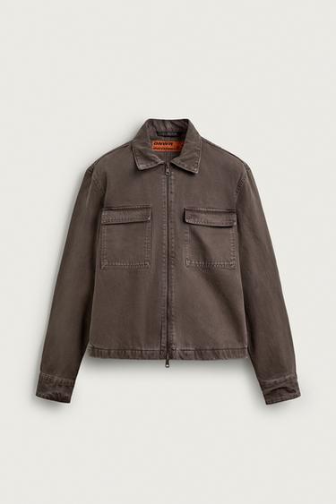CROPPED FIT ZIP-UP JACKET - Brown / Taupe by Zara